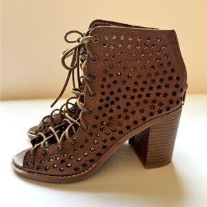 Jeffrey Campbell Lace Up Star Laser Cut Open Toe Booties - Women’s 7.5